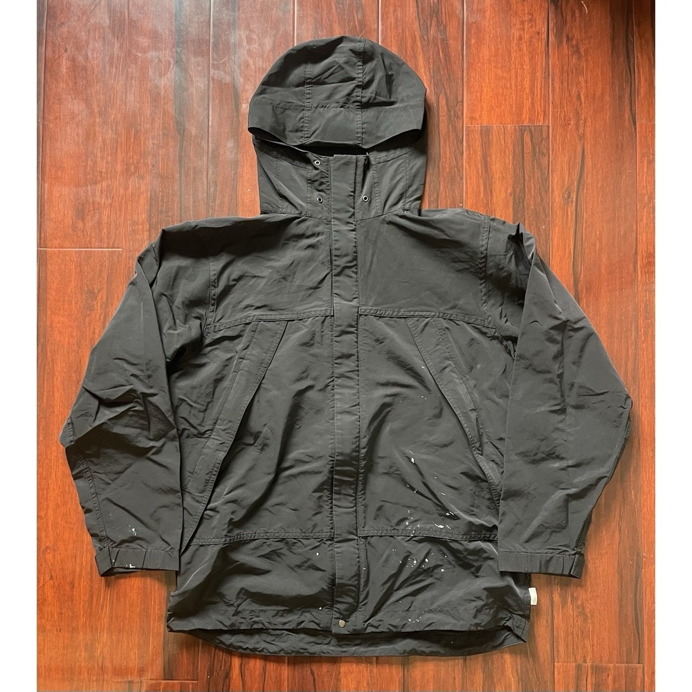 Vintage 00s Stussy Deluxe Full Zip Windbreaker Jacket Black Hooded Nylon Mens XL